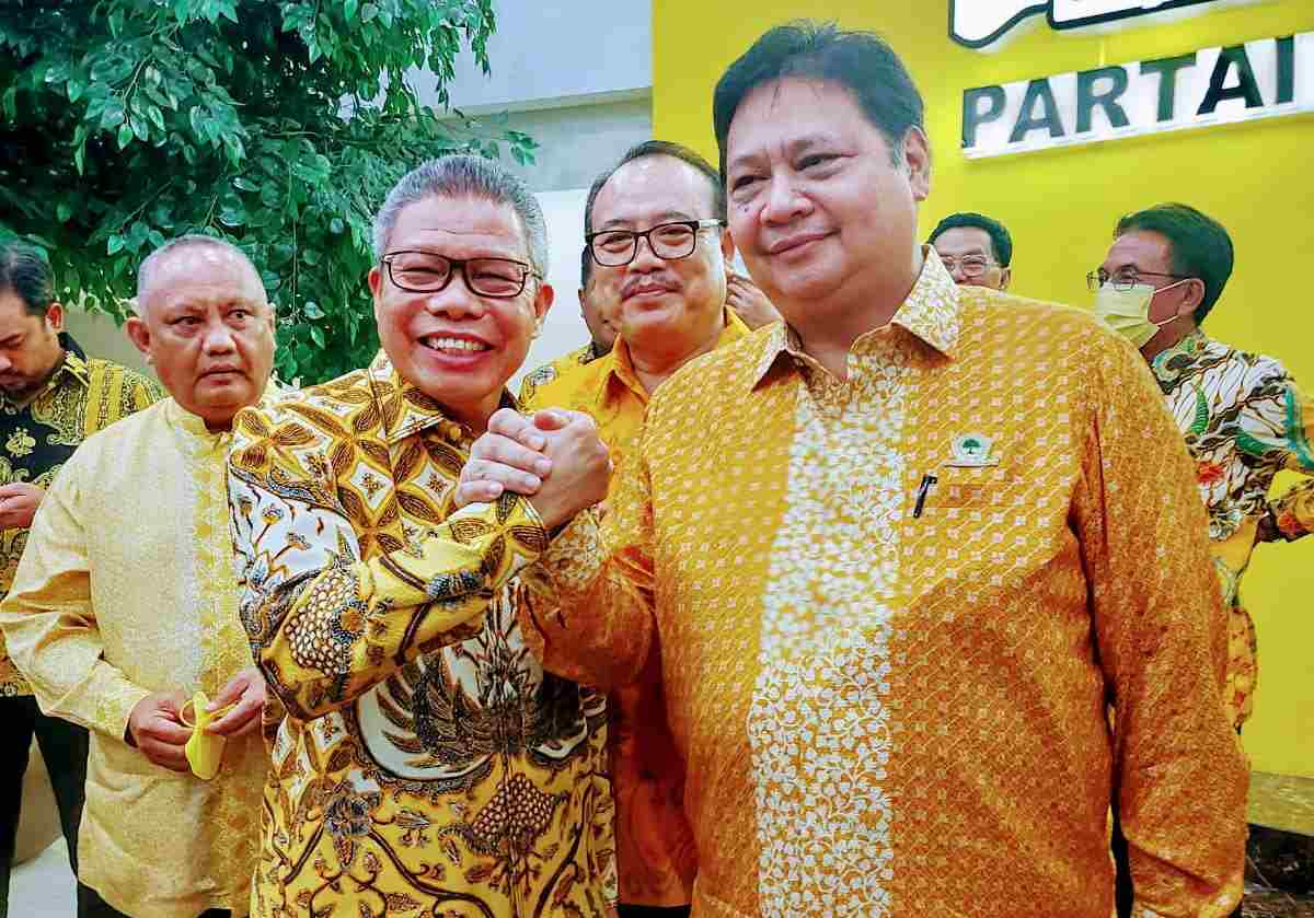 Ketua Umum DPP Partai Golkar, Airlangga Hartarto (AH) dan Ketua DPD I Golkar Sulsel, Taufan Pawe